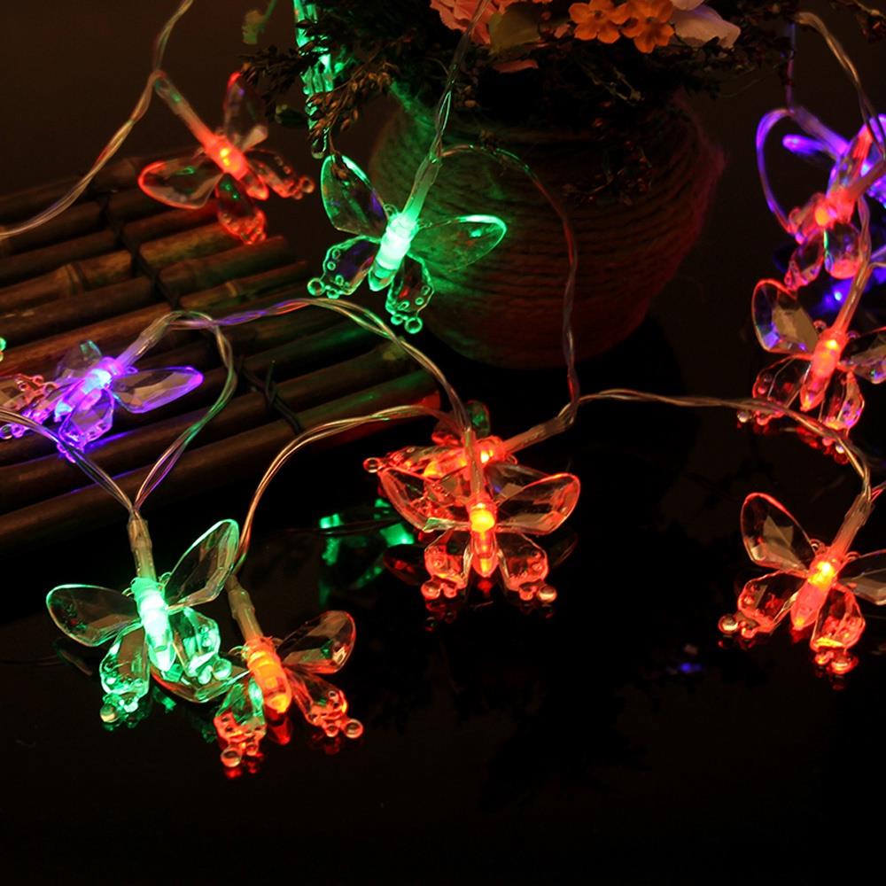 20PCS LED Butterfly Battery LED String Lights Holiday Christmas Party Garden Decoration Lights (2.2 Meters) - Mulited-co