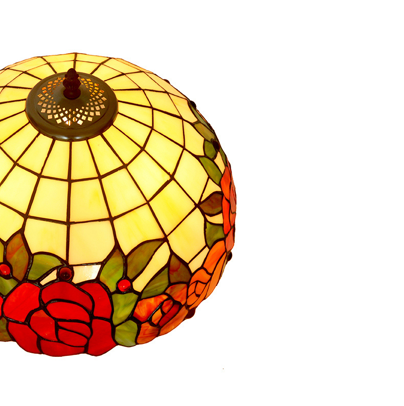FUMAT Tiffany Style Stained Glass Handcrafted Ceiling Light - Romantic Two-tone Rose Design