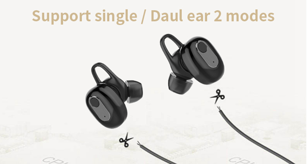 S991 TWS Earphones Dual Bluetooth 5.0+EDR 6.5H Play Time - Black