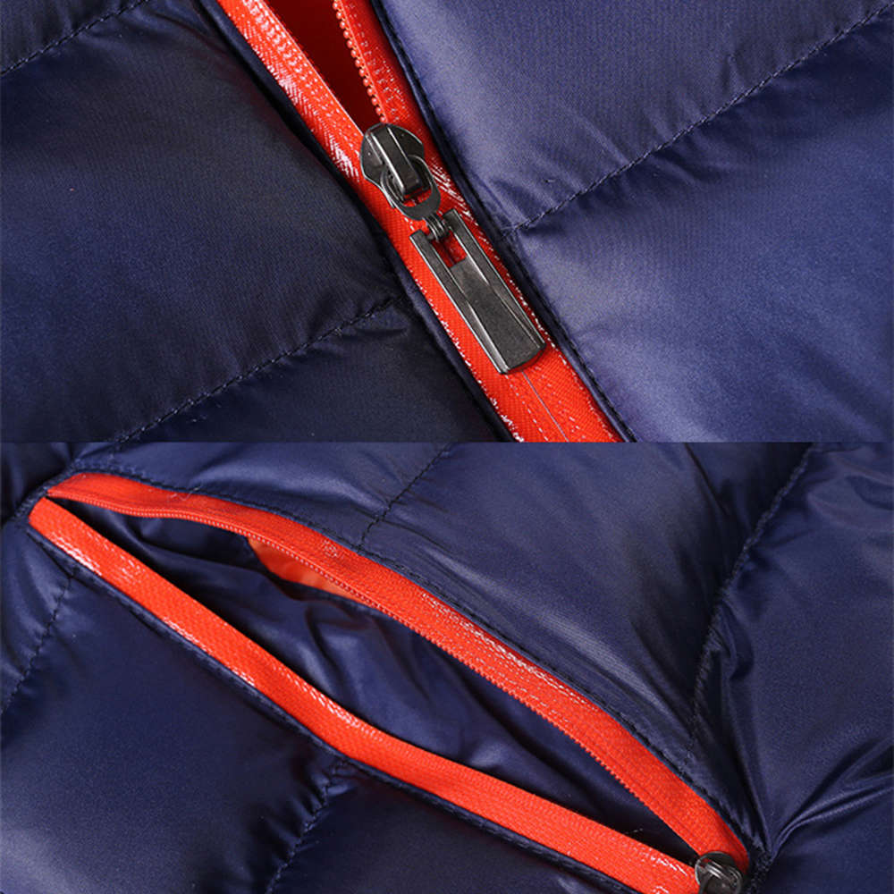 Men's Autumn and Winter Down Jacket Cotton-padded Coat (Size M) - Blue + Orange