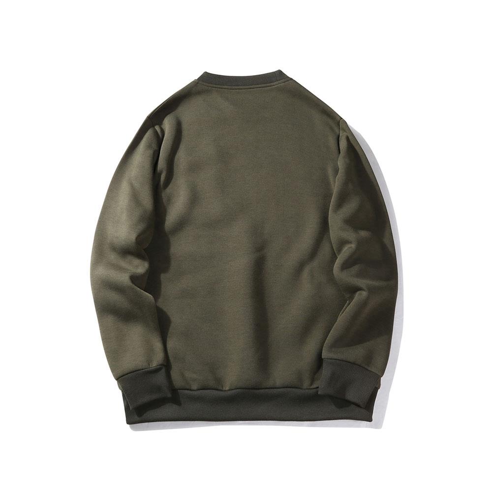 WY10 Men's Round Neck Cotton Sweatshirt Size XL Army Green