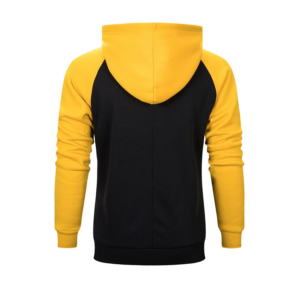 WY39 Men's Autumn Winter Raglan Hoodie (Color Block Breathable Size M) - Black