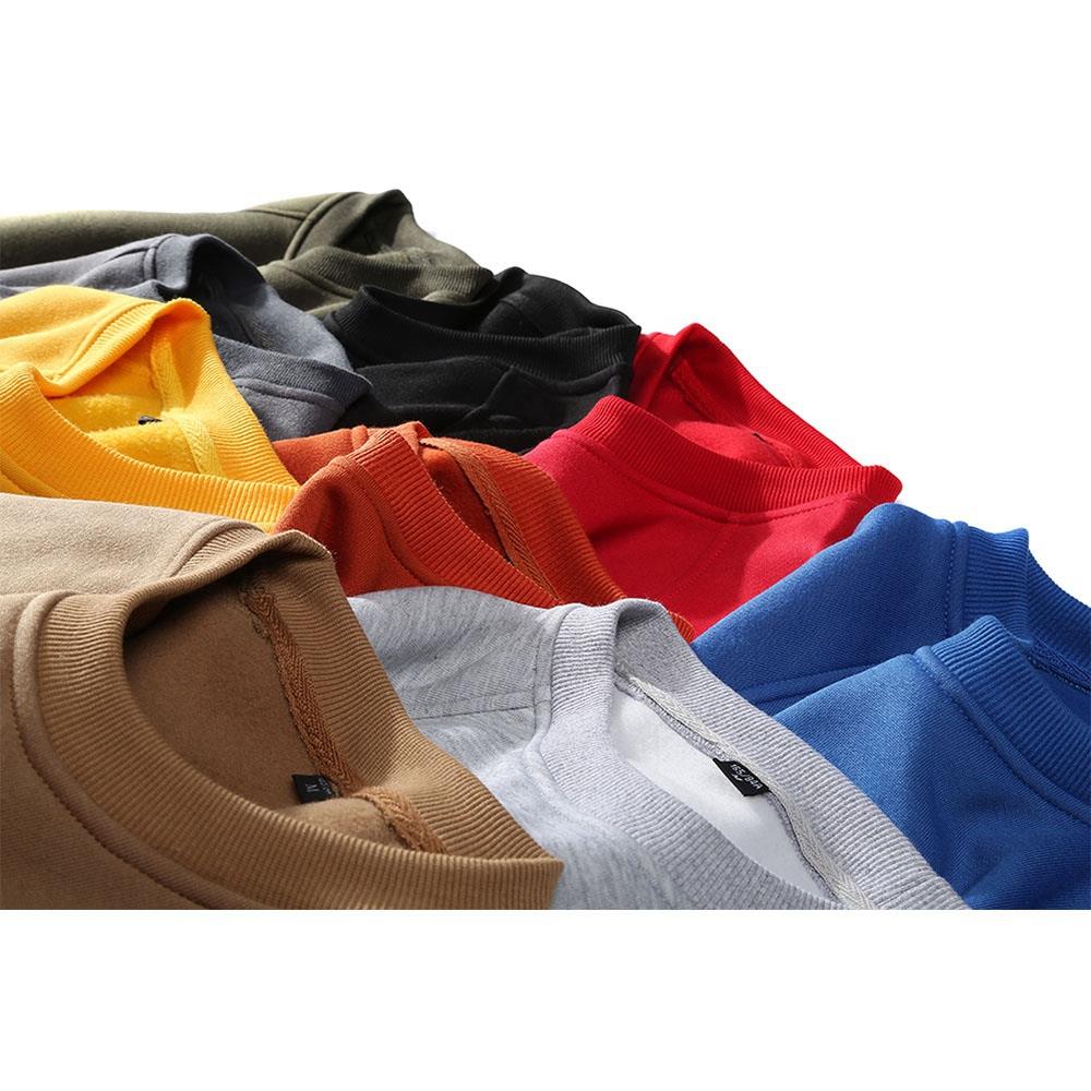 WY19 Men's Autumn Basic Casual Round Neck Sweatshirt (Solid Color Cotton Pullover Shirt Size M) - Gray
