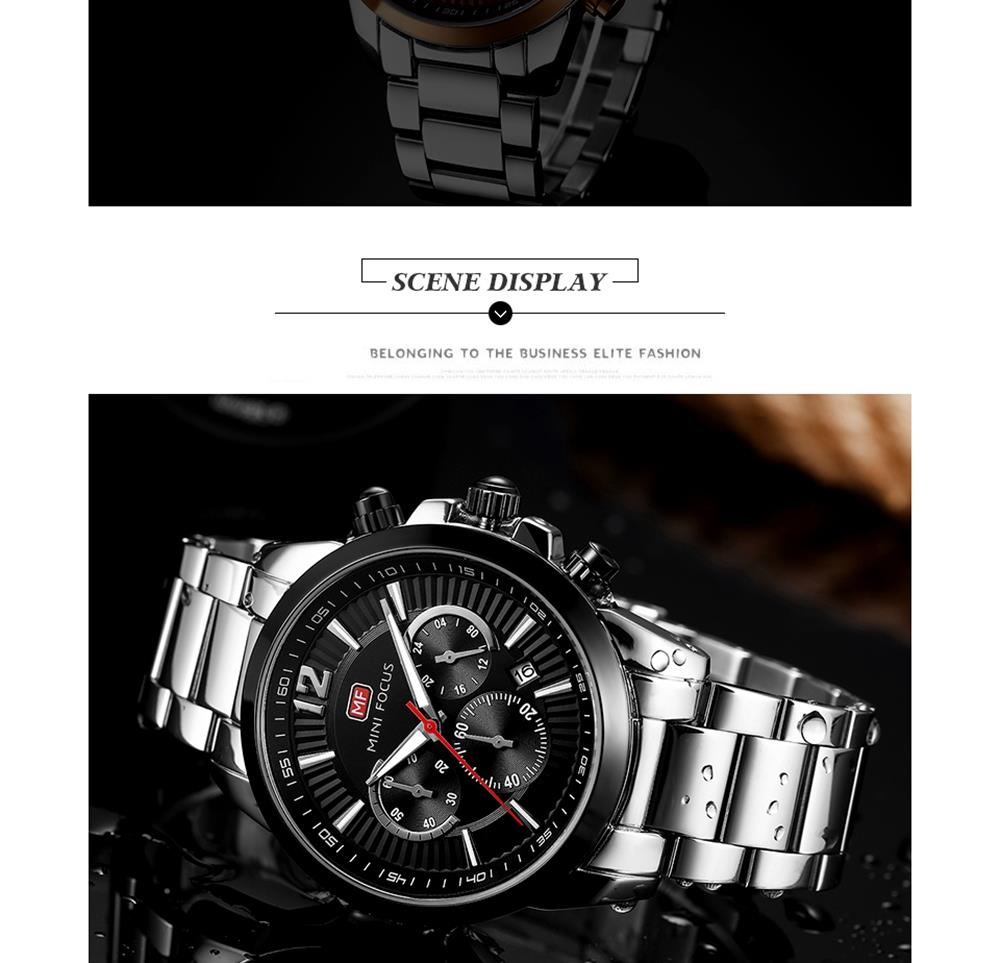 MINI FOCUS MF0087G Men Business Quartz Watch Black