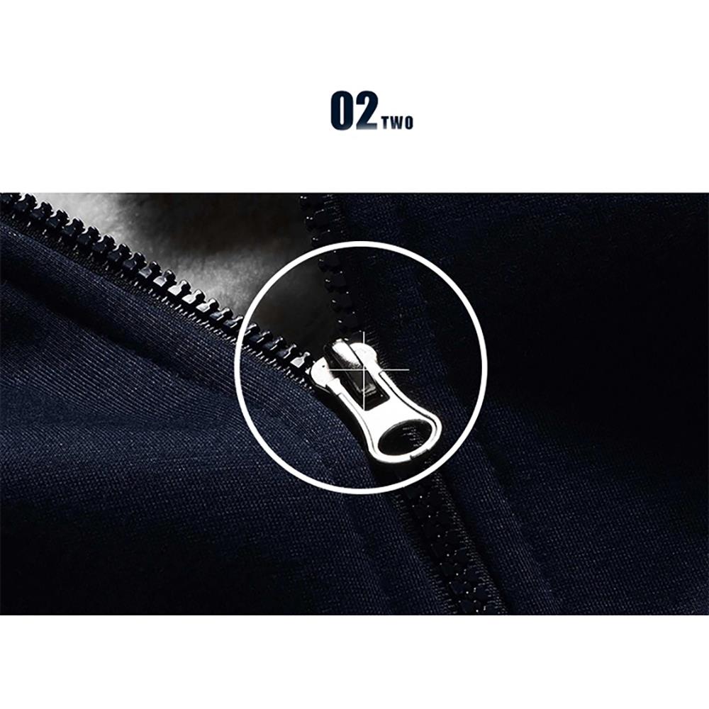 W02 Men's Autumn Winter Casual Color Block Cotton Cashmere Hooded Coat Size M - Blue + Gray