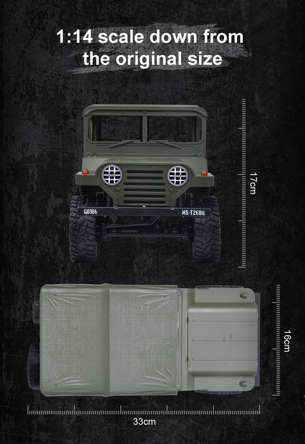 SUBOTECH BG1522 U.S.M151 JEEP 1/14 2.4G 4WD OFF-Road RC Car with LED Lights RTR - Yellow