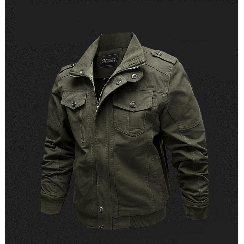 CA806 Men's Autumn Winter Casual Stand Collar Cotton Bomber Jacket Size M - Army Green