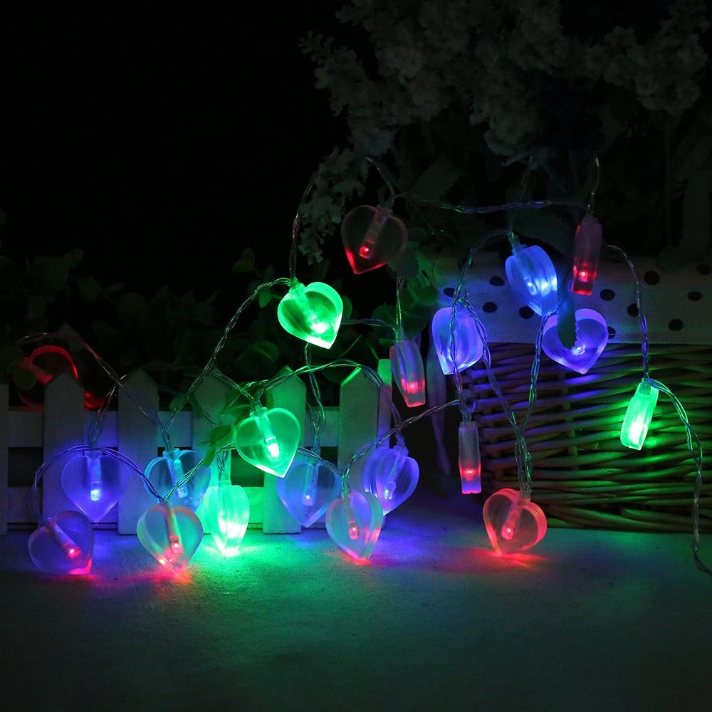 10PCS LED Heart Battery LED String Lights Holiday Christmas Party Garden Decoration Lights (1.2 Meters) - Multi-color