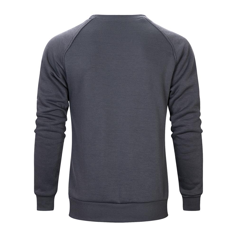 WY19 Men's Autumn Basic Casual Round Neck Sweatshirt (Solid Color Cotton Pullover Shirt Size M) - Dark Gray