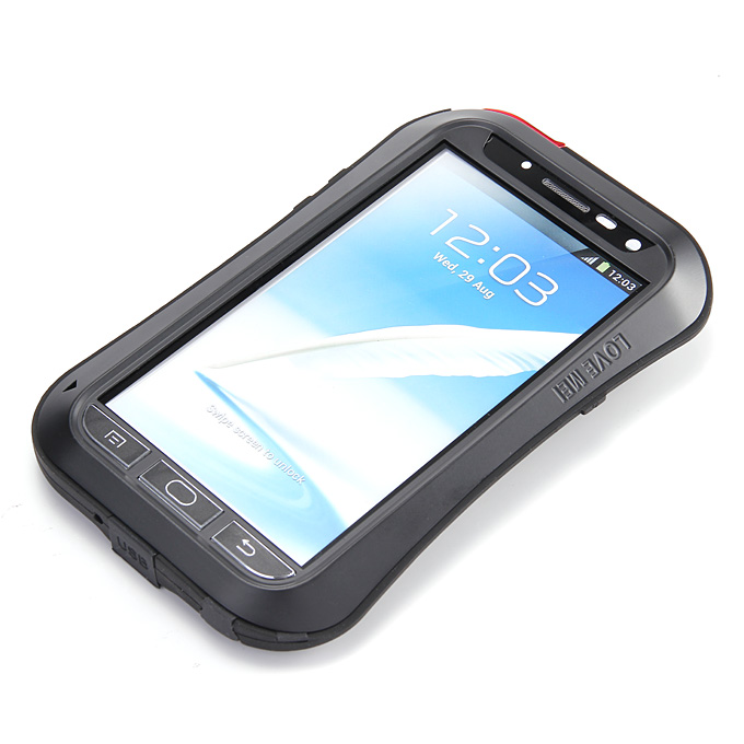 LoveMei Weather/Dirt/Shockproof Protective Case with Gorilla Glass for Sumsung Galaxy Note 2 II N7100 -Black