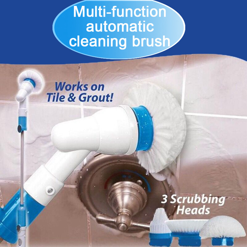 Electric Spin Scrubber Multi-function Automatic Cordless Cleaning Brush Household Cleaning Set - EU Plug