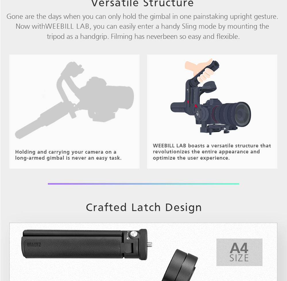 Zhiyun WEEBILL LAB 3-Axis Brushless Handheld Gimbal Stabilizer with ViaTouch Control System for Mirrorless DSLR Camera