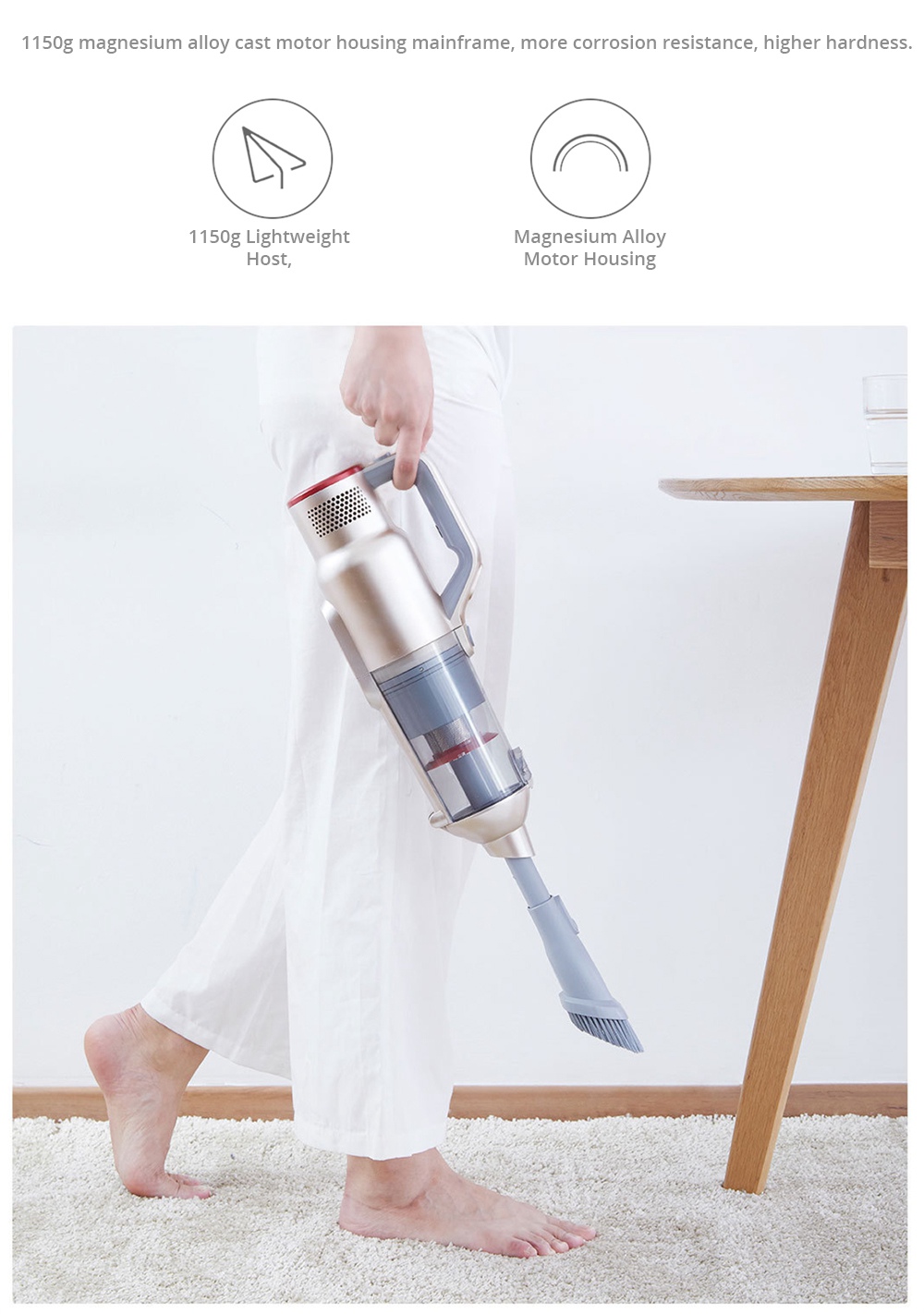 [International Version] Xiaomi LEXY JIMMY JV71 Vertical Cordless Stick Vacuum Cleaner 130AW Powerful Suction Anti-winding Hair Mite Cleaning - Champagne gold