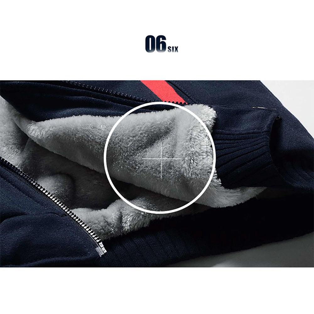 W02 Men's Autumn Winter Casual Color Block Cotton Cashmere Hooded Coat Size M - Blue + Gray