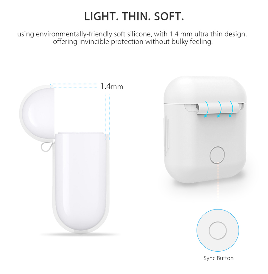 Silicon Case For Apple AirPods Portable Shock Proof Protective Cover For Headphones - White