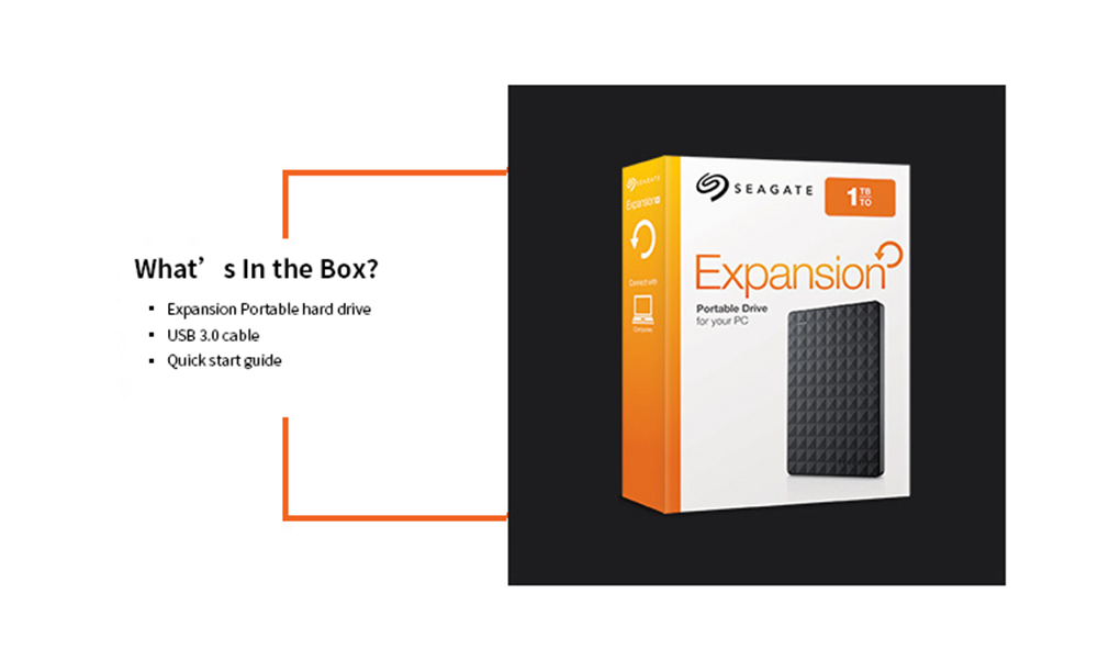 Seagate STEA500400 1TB Portable Expansion External Mobile Hard Drive 2.5 Inch USB 3.0 Interface 120MB/s - Black