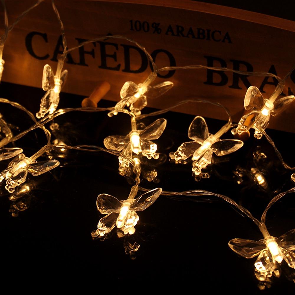 20PCS LED Butterfly Battery LED String Lights Holiday Christmas Party Garden Decoration Lights (2.2 Meters) - Warm White