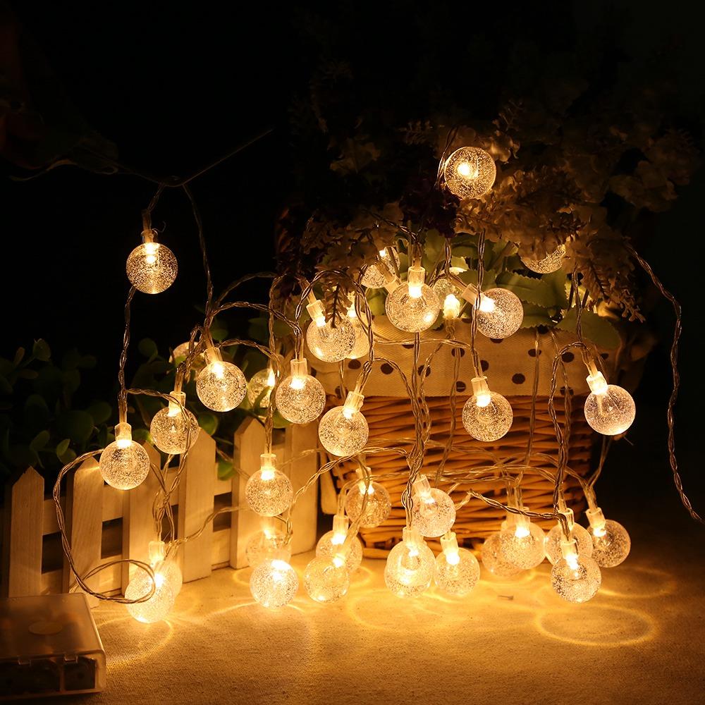 20PCS LED Bubble Ball Battery LED String Lights Holiday Christmas Party Garden Decoration Lights (2.2 Meters) - Warm Whi