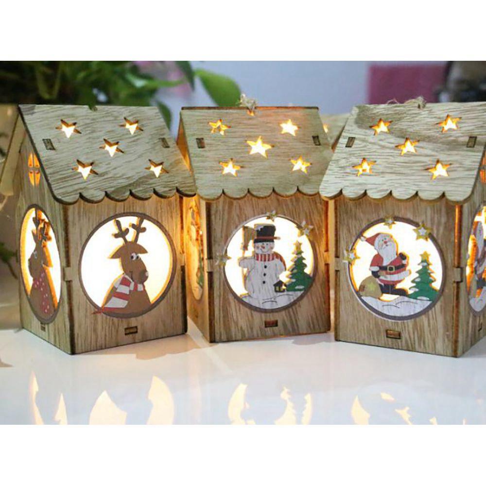 Wooden Lighting House Christmas Decorations Pendant Gift - Santa Claus