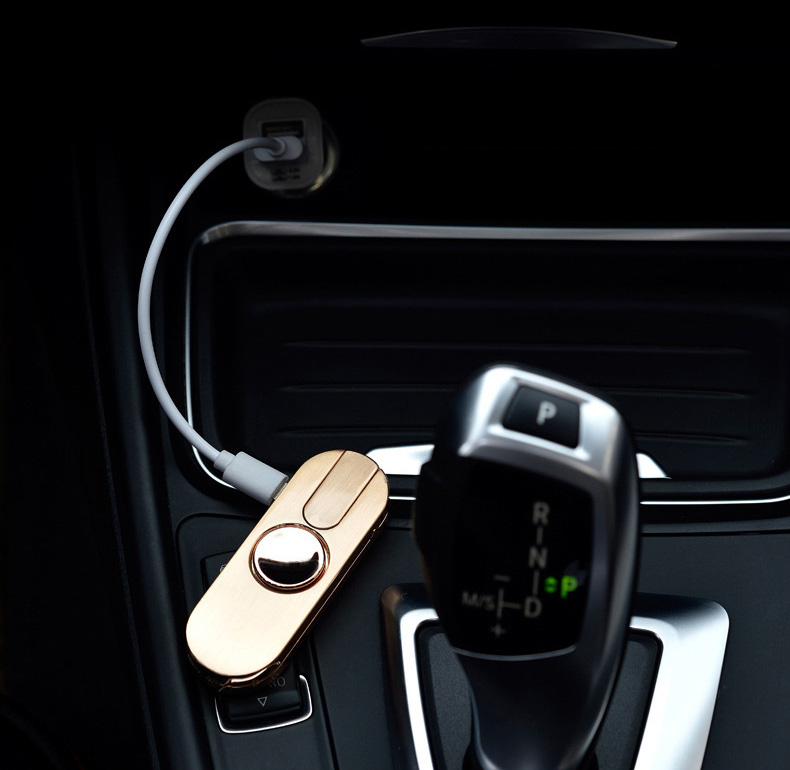 [HK Stock] LED Fidget Spinner Cigarette Lighter Zinc Alloy USB Charge Stress Relief Toy - Silver