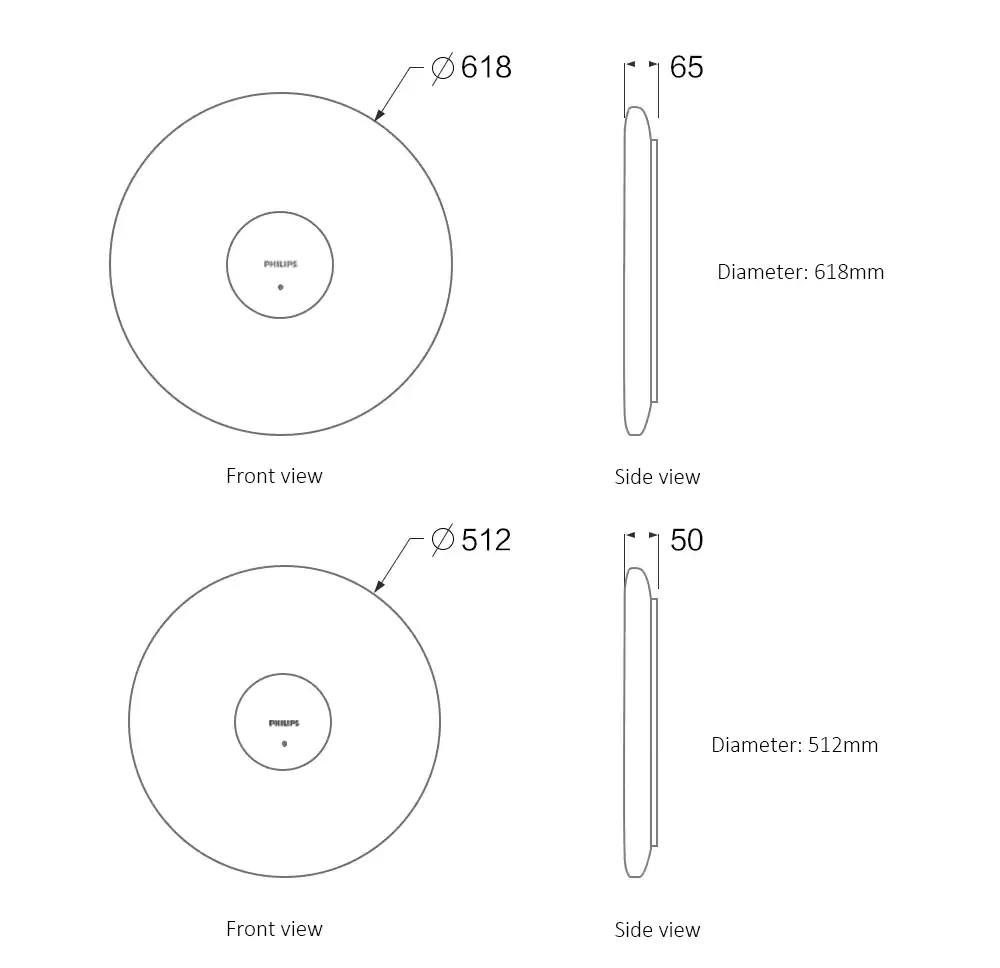 Xiaomi Philips LED Ceiling Lamp App Remote Control Dual Light Source Intelligent Dimming AC100-240V - White