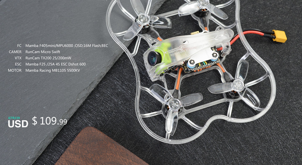 Diatone 2019 GT-Rabbit R239 FC Mamba F405mini OSD Runcam Micro Swift Camera 25A ESC RC Racing Drone PNP - White