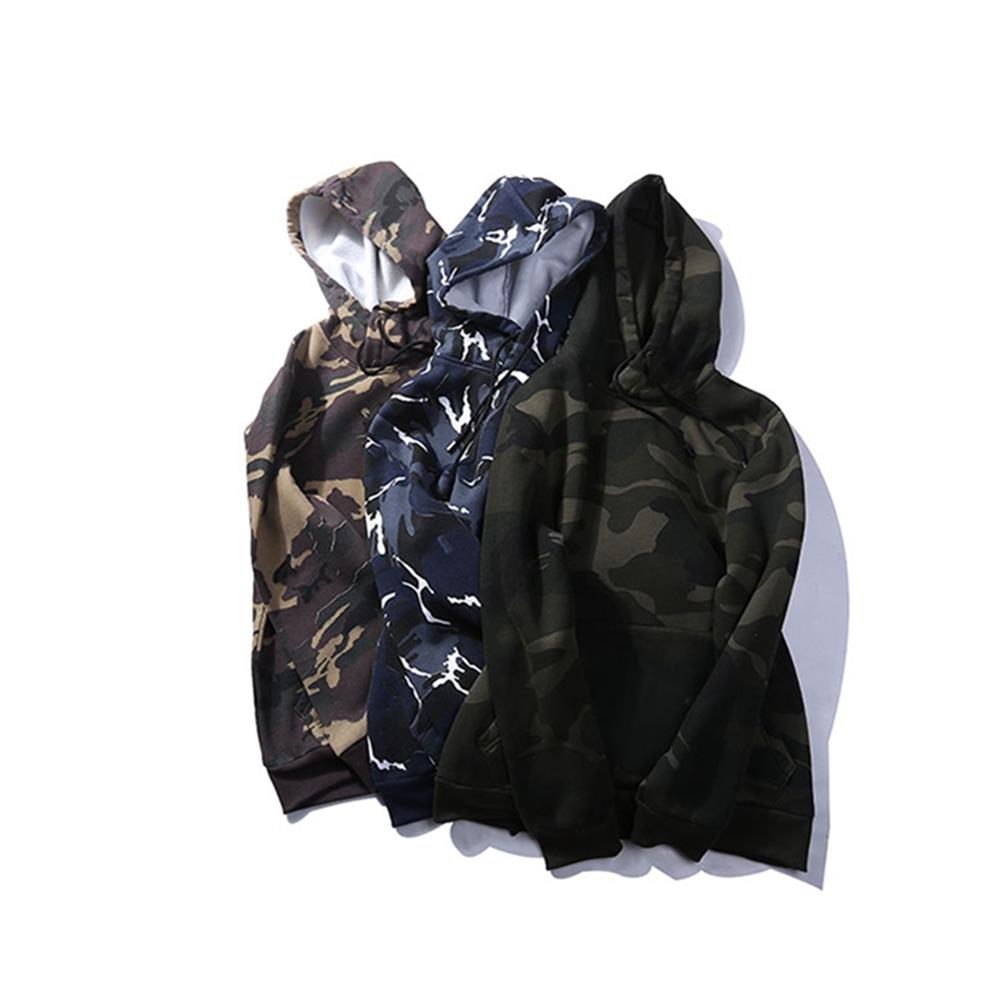 WY40 Men's Autumn Casual Long Sleeve Camouflage Pattern Hoodie Size M - Blue