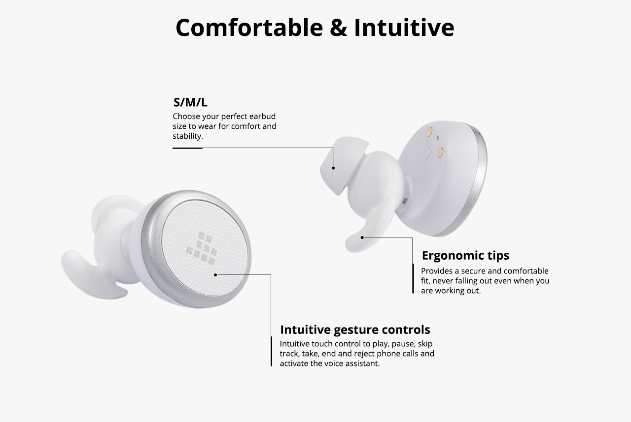 Tronsmart Encore Spunky Buds Bluetooth Headphones True Wireless Stereo Earbuds with IPX5 Water Resistant - White