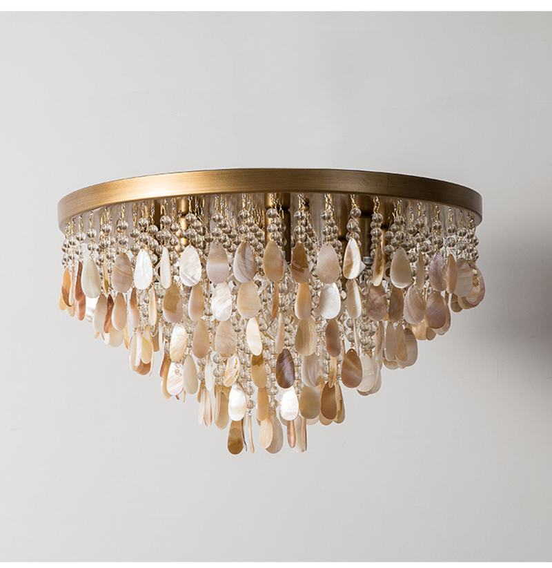 FUMAT Nordic Ceiling Light - Creative Shell Design Coffee Color with 6 Lights