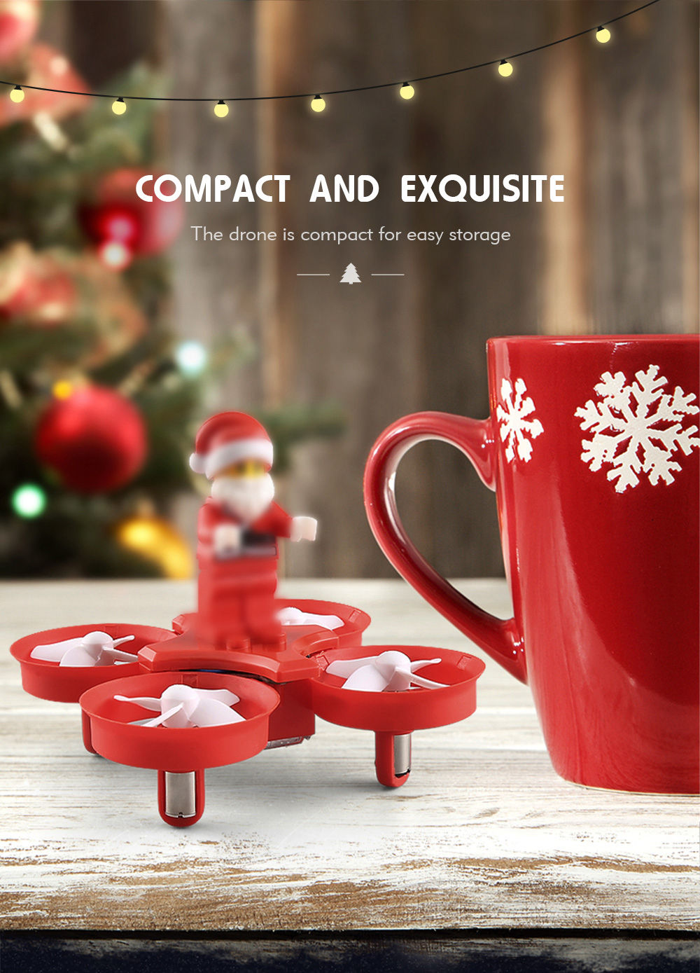 [HK Stock]JJRC H67 Flying Santa Claus 2.4G 4CH 6Axis Headless Mode Toy Brick RC Quadcopter RTF - Red