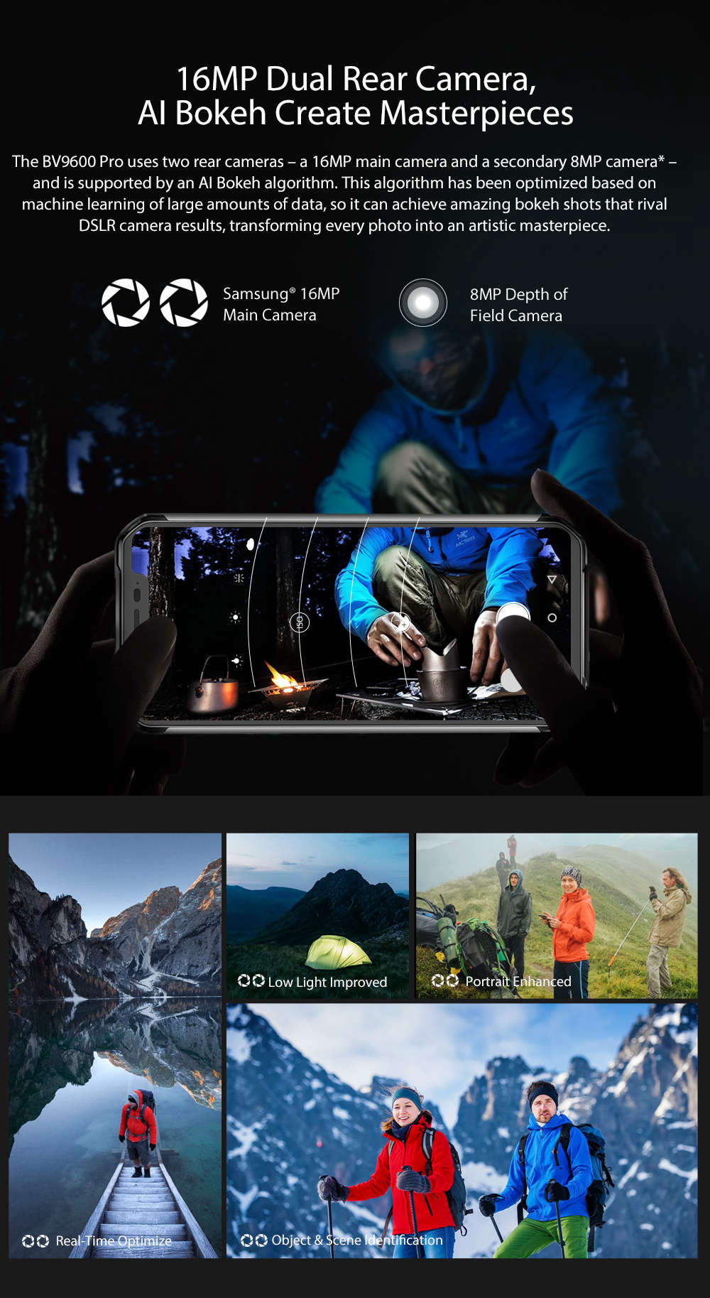 [HK Stock]Blackview BV9600 pro 6.21 Inch 4G LTE Smartphone Helio P60 6GB 128GB 16.0MP + 8.0MP Dual Rear Cameras Android 8.1 IP68 Wireless Charging NFC Face Unlock - Gray