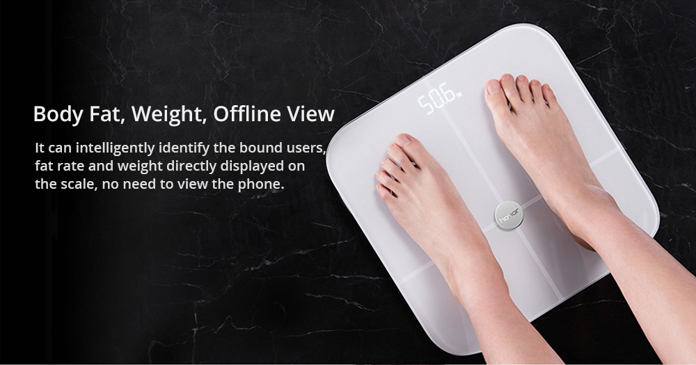 [CN Version]HUAWEI Honor Body Fat Smart Scale BIA Fat Electrodeless Measurement 11 Testing Data APP Control - White