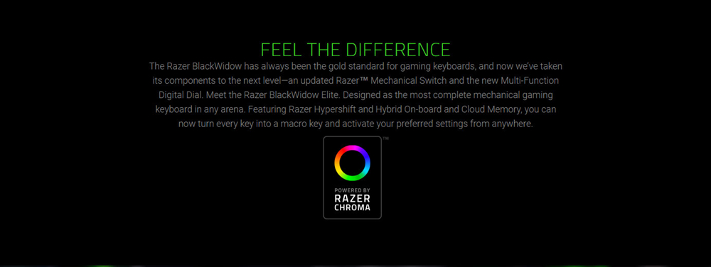 [HK Stock] Razer BlackWidow Elite RGB Gaming Mechanical Keyboard Green Switches With Dedicated Media Controls Wrist Rest - Black