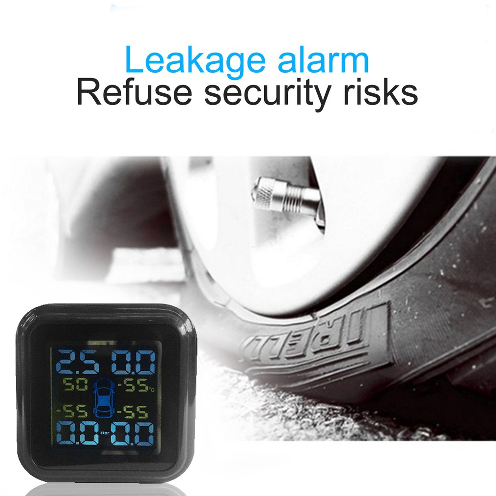 ZQ629301 Smart LCD Car TPMS A68 Cigarette Lighter Tire Pressure Monitoring System - Black
