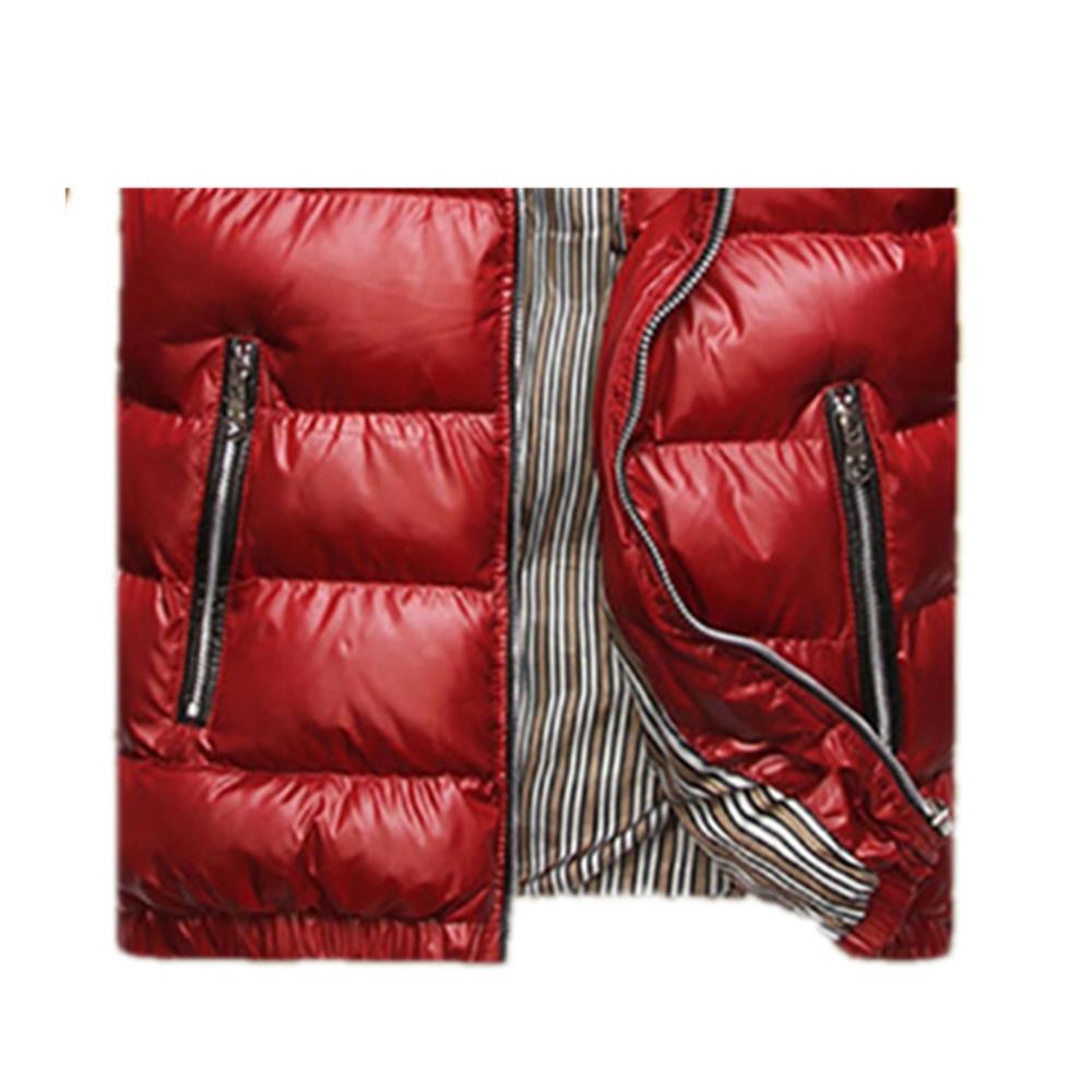 TG220 Men's Winter Hooded Down Jacket (Cotton Padded Warm Slim Fit Coat Size L) - Red