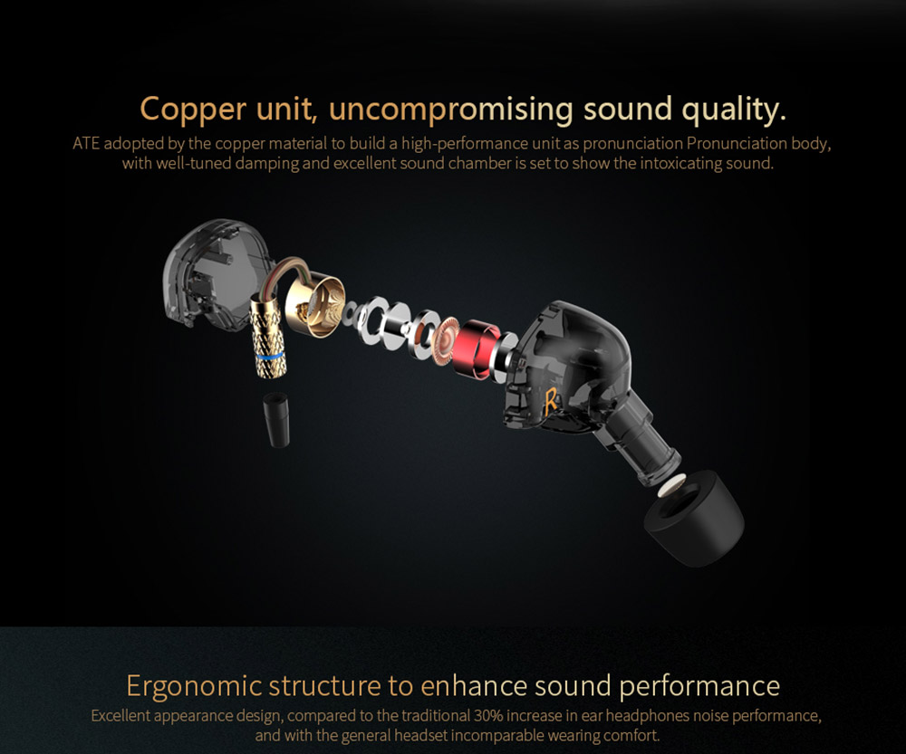 [HK Stock]KZ-ATE 3.5mm In-Ear Earphones with Mic HiFi Stereo Headphones Super Bass Noise Canceling Sport Headset