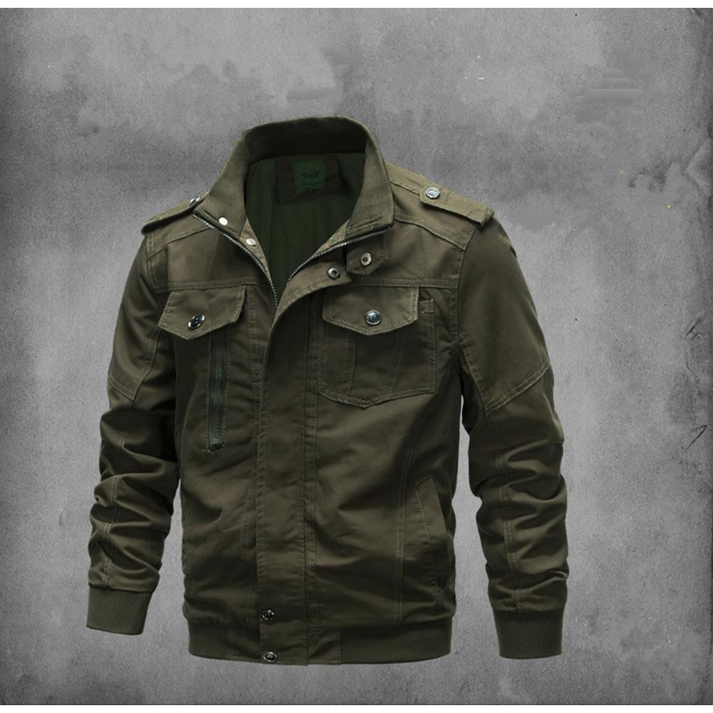 CA806 Men's Autumn Winter Casual Stand Collar Cotton Bomber Jacket Size M - Army Green