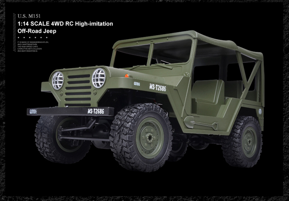 SUBOTECH BG1522 U.S.M151 JEEP 1/14 2.4G 4WD OFF-Road RC Car with LED Lights RTR - Yellow