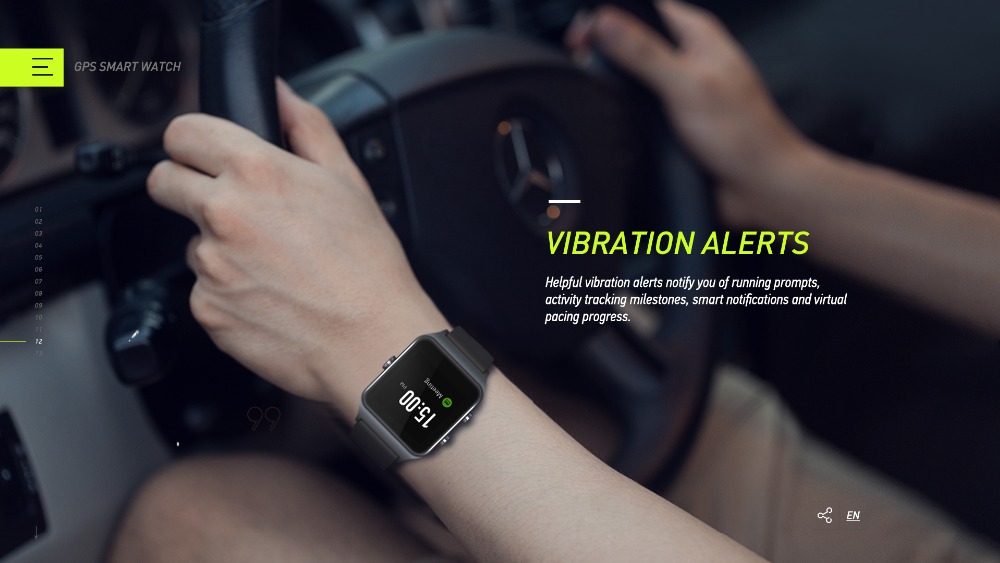 Makibes BR3 Smart Watch 1.3 Inch IPS Color Touchscreen Built-in GPS Multi-sports Modes Heart Rate Monitor IP68 Waterproof Fitness Tracker - Gray