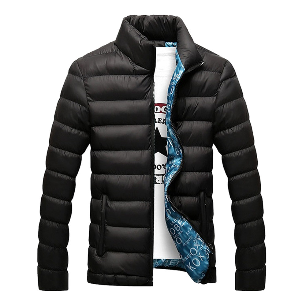 Men's Autumn and Winter Down Jacket Cotton-padded Coat (Size M) - Blue