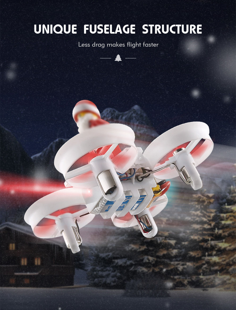 [HK Stock]JJRC H67 Flying Santa Claus 2.4G 4CH 6Axis Headless Mode Toy Brick RC Quadcopter RTF - Red