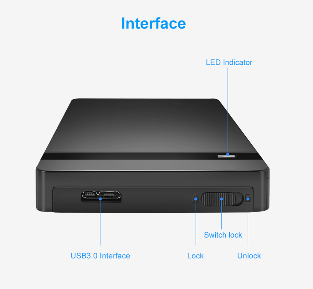 Yvnne HD213 SATA To USB 3.0 External Hard Drive Enclosure Case For 2.5 Inch HDD And SSD - Black