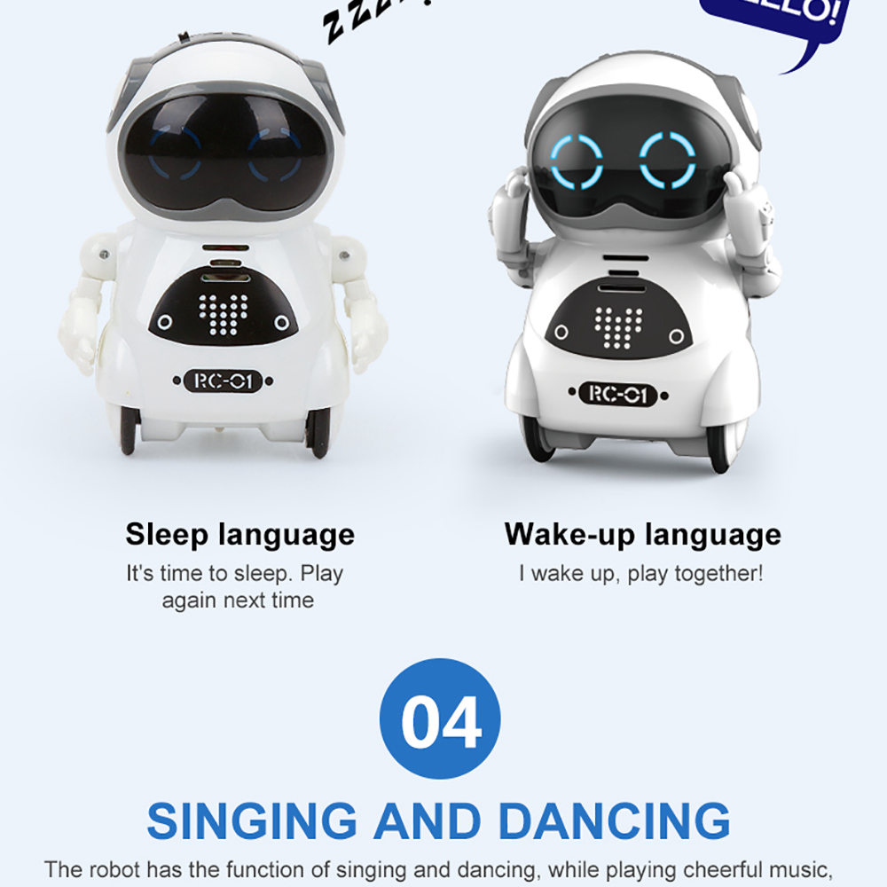 939A Multifunction Dancing Mini Pocket Robot with Voice Conversation Recognition LED Lights
