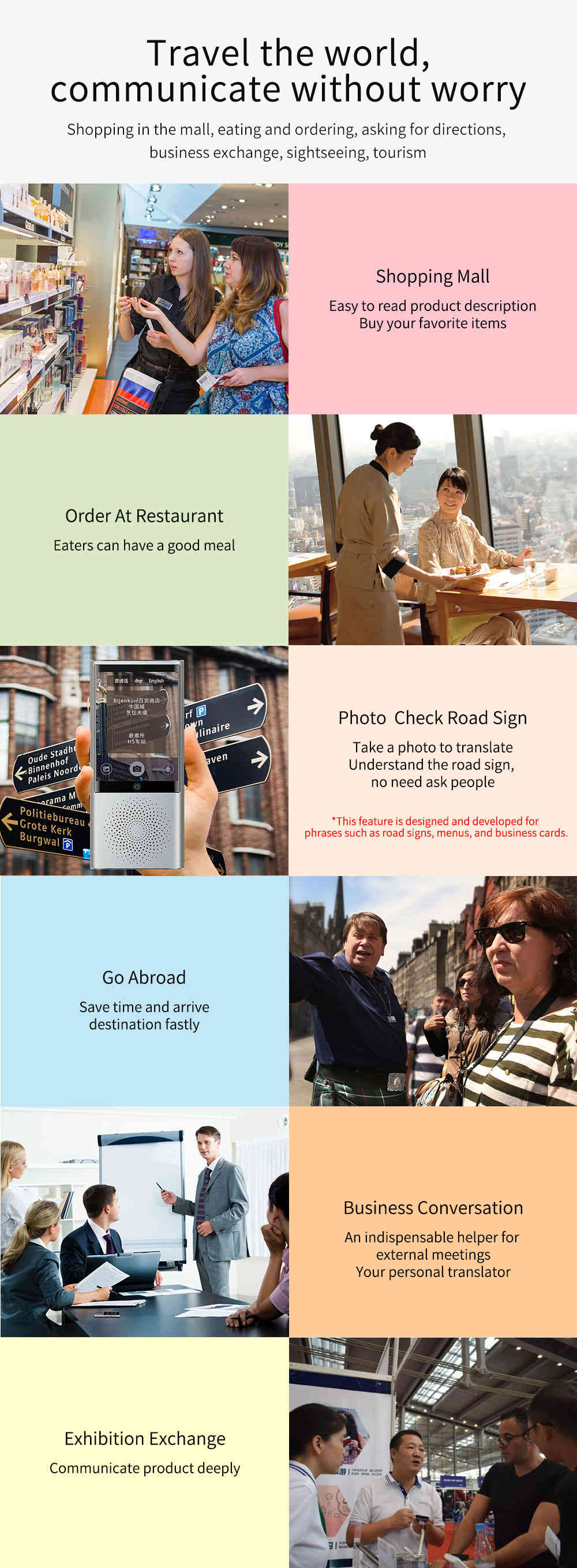 boeleo W1 AI Touch Control Voice Translator 45 Languages 2.4G + 5G WiFi BT4.0 4G SIM 1300 Pixel - Platinum