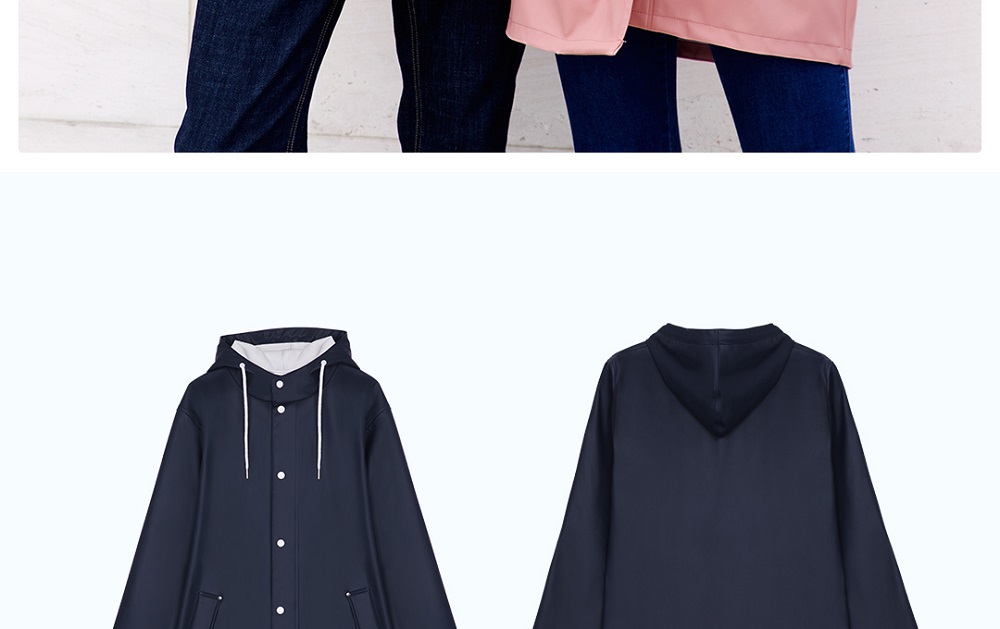 Xiaomi 7th Unisex Adult Raincoat (Waterproof Coat Jacket Reflective Strip Couple Cloak Poncho Size L Women) - Pink