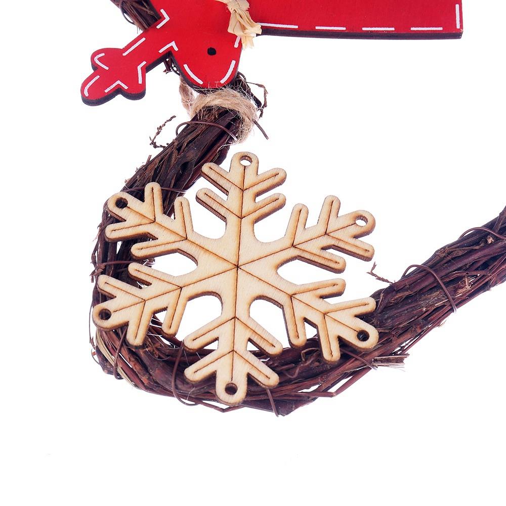 20LEDs Natural Dried Wreath DIY Pentagram Rattan String Light Wreaths Christmas Door Wall Wedding Decoration - Warm White