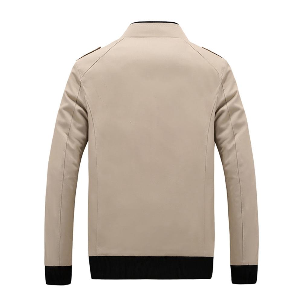 CA9801 Men Classic Casual Lapel Grid Polyester Jacket Size M Khaki
