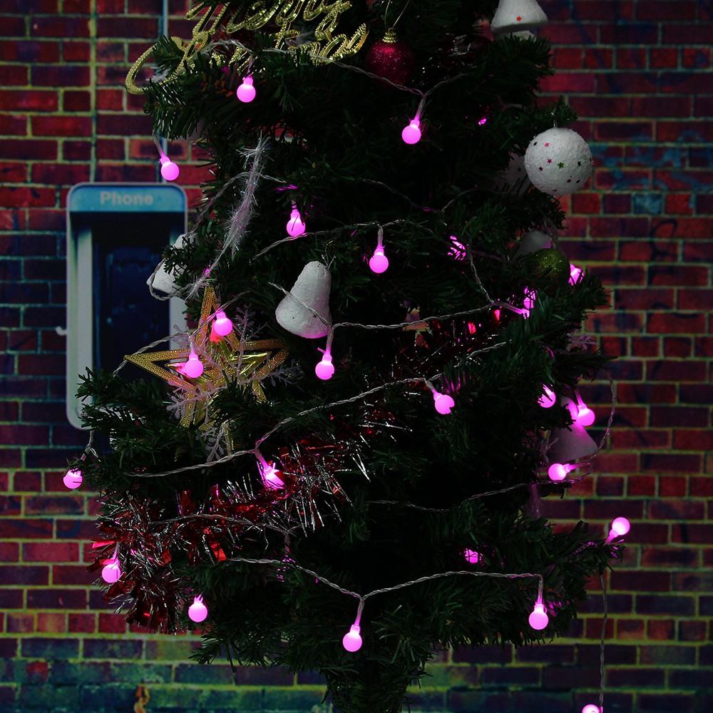 30PCS LED Cherry Matte Balls Battery LED Bulb String Lights Holiday Christmas Party Garden Decoration Lights (3.2 Meters) - Pink