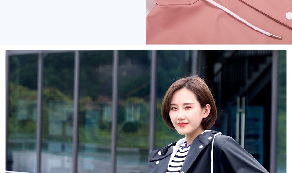 Xiaomi 7th Unisex Adult Raincoat (Waterproof Coat Jacket Reflective Strip Couple Cloak Poncho Size L Women) - Pink