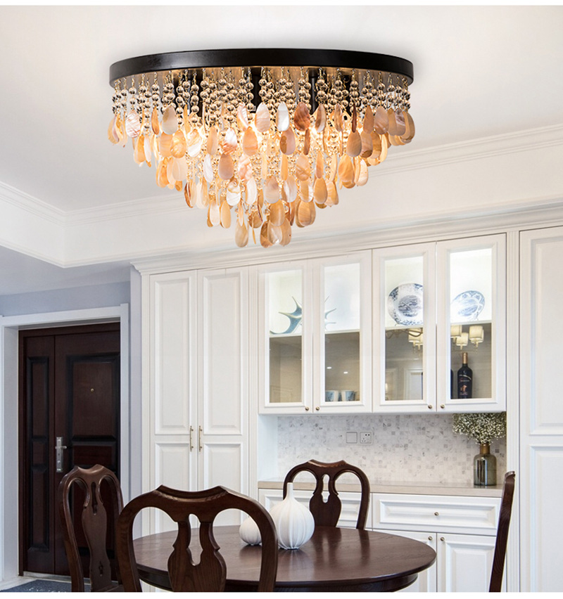 FUMAT Nordic Ceiling Light - Creative Shell Design Coffee Color with 6 Lights